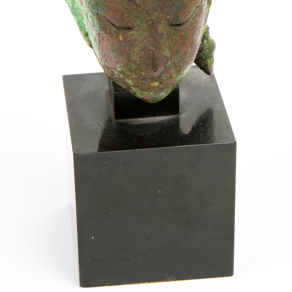 Antique Bronze Buddha Head Statue