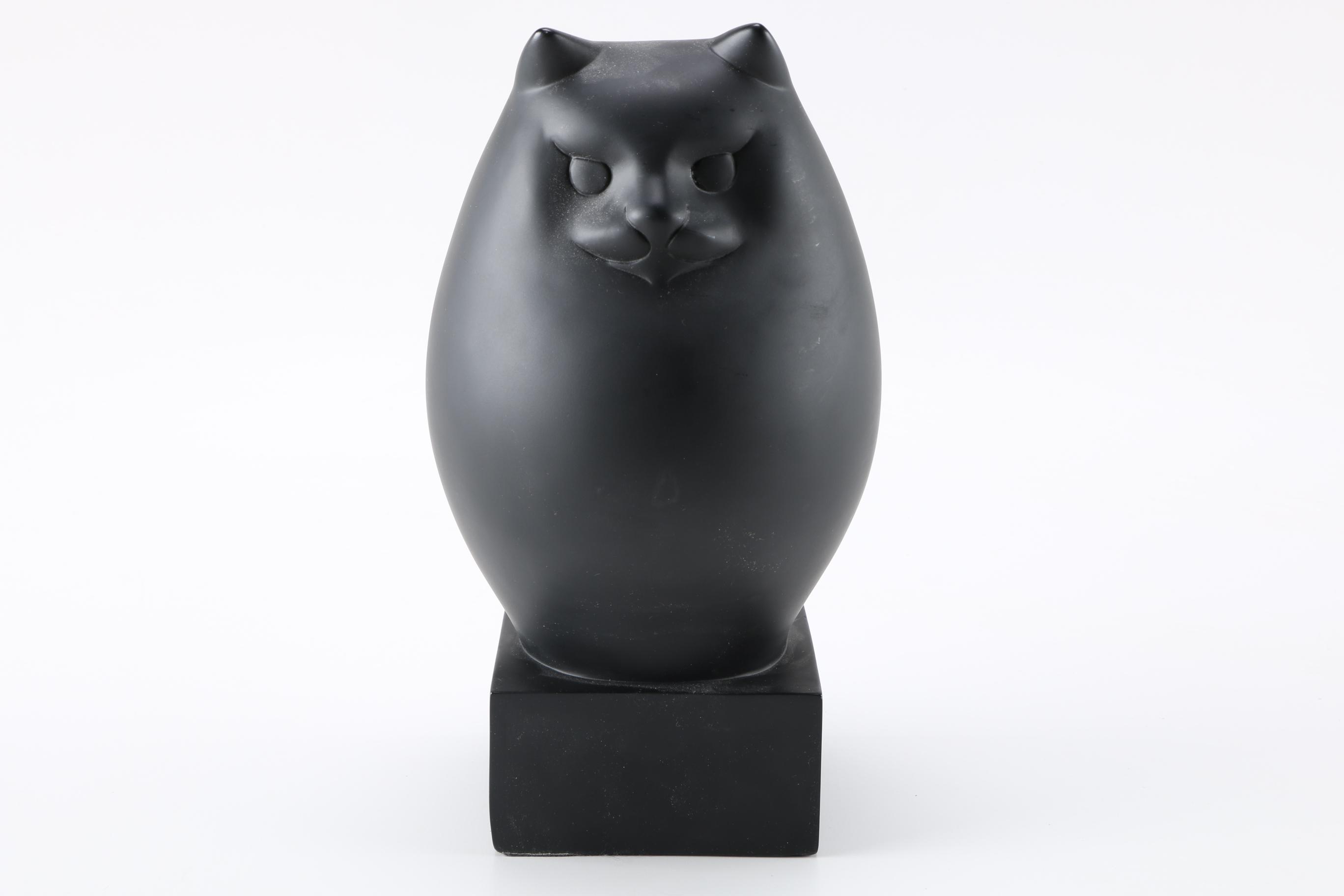 Basalt Style Resin Cat Sculpture after Richard Recchia