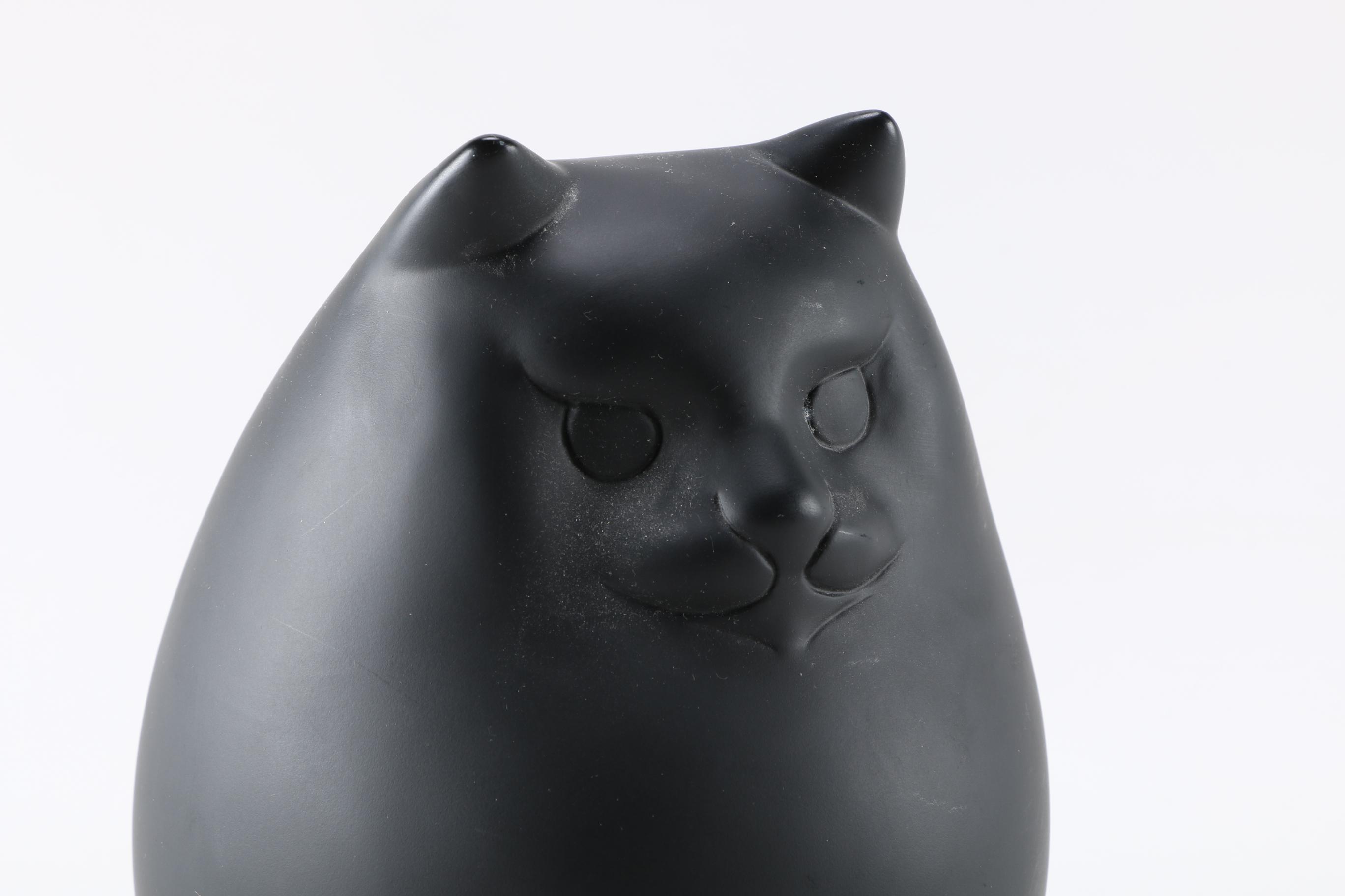 Basalt Style Resin Cat Sculpture after Richard Recchia