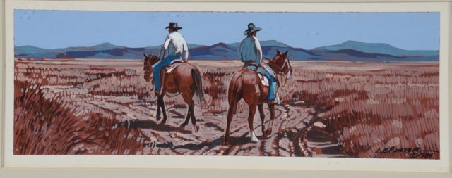 L.B. Porter Original Gouache on Board Triptych "Split Trails"