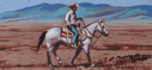 L.B. Porter Original Gouache on Board Triptych "Split Trails"