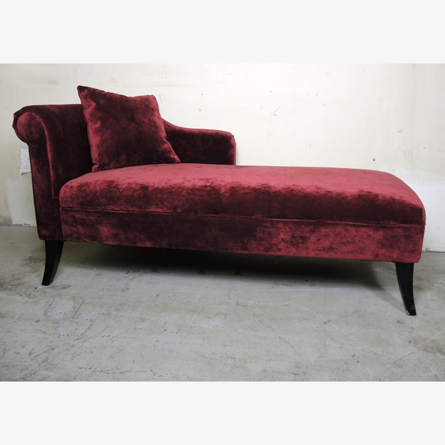 Patterson Maroon Chenille Chaise Lounge Chair