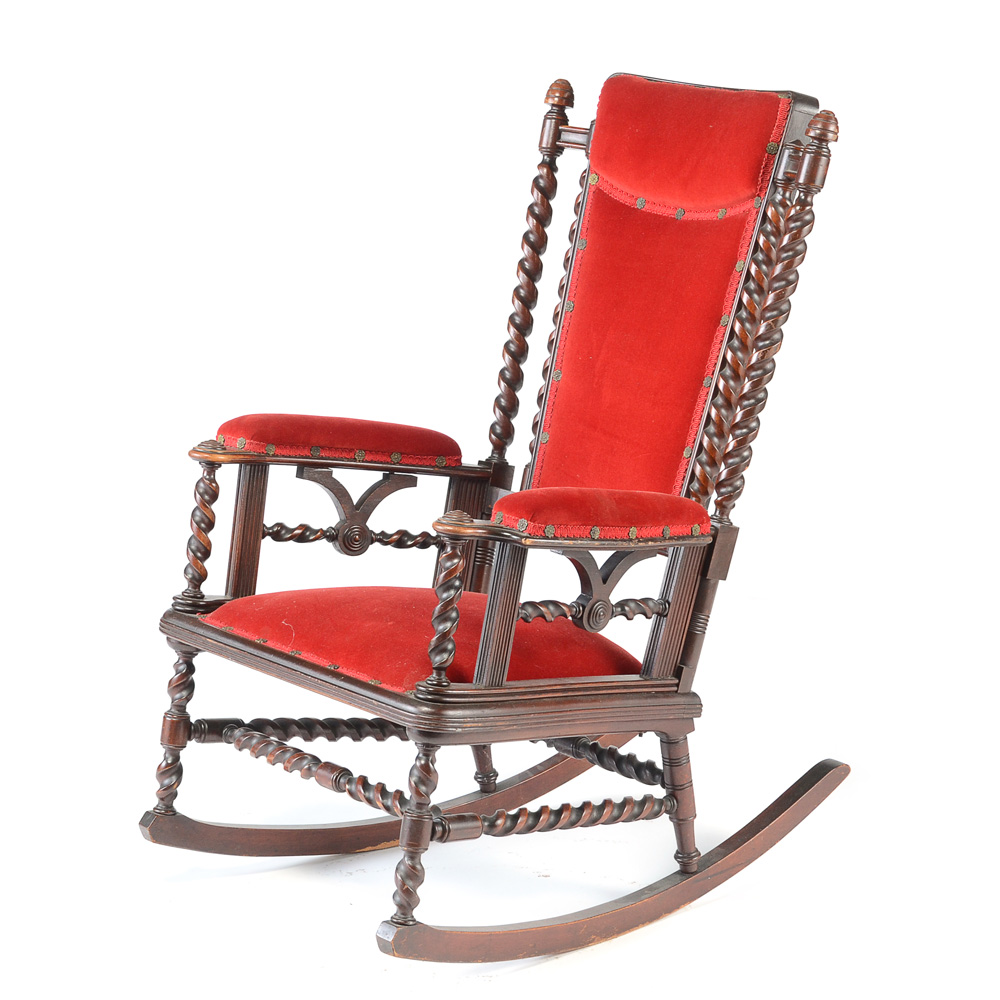 American Victorian-Style Walnut Rocking Chair