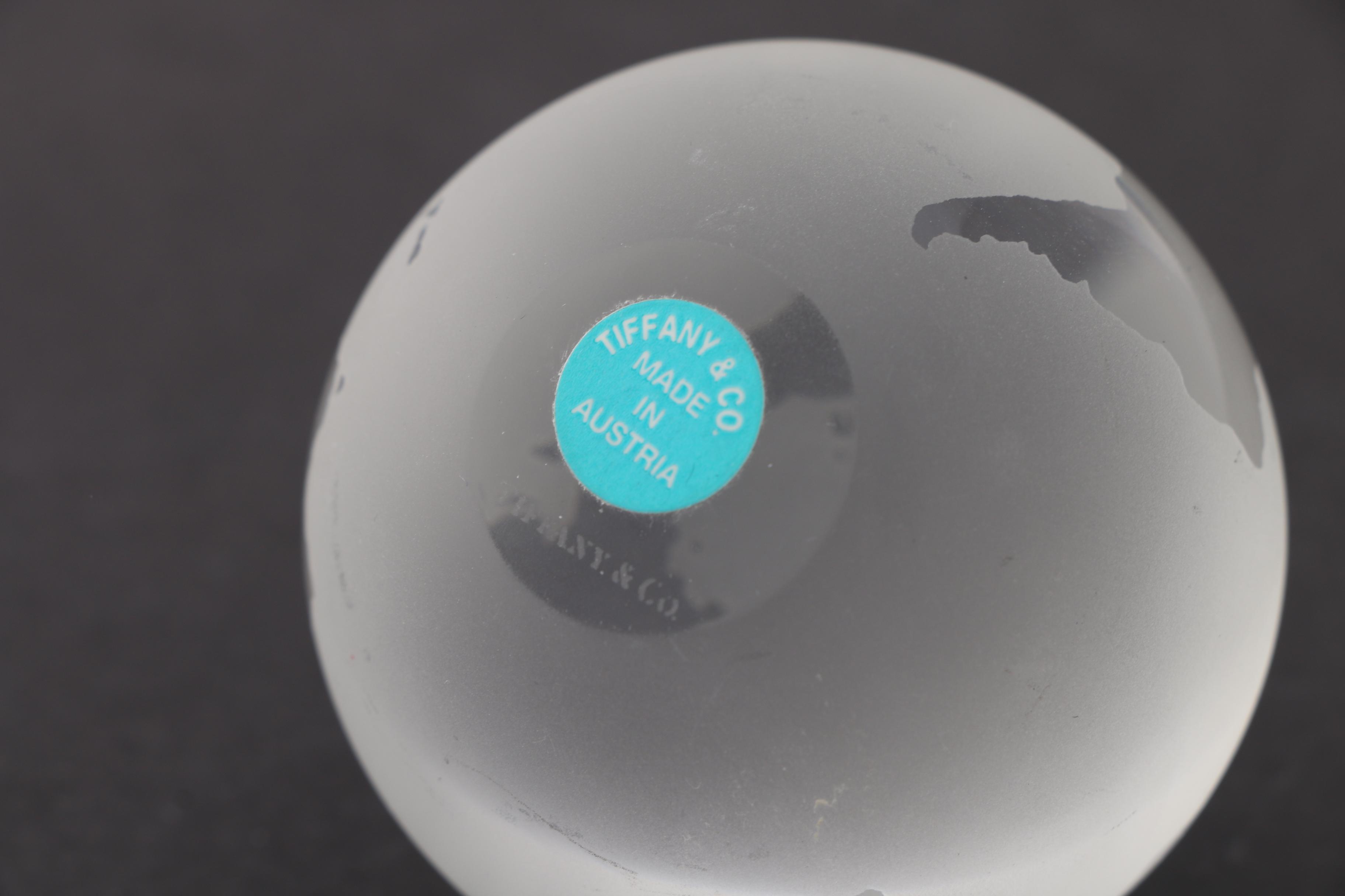 Tiffany & Company Etched Glass Globe Paperweight