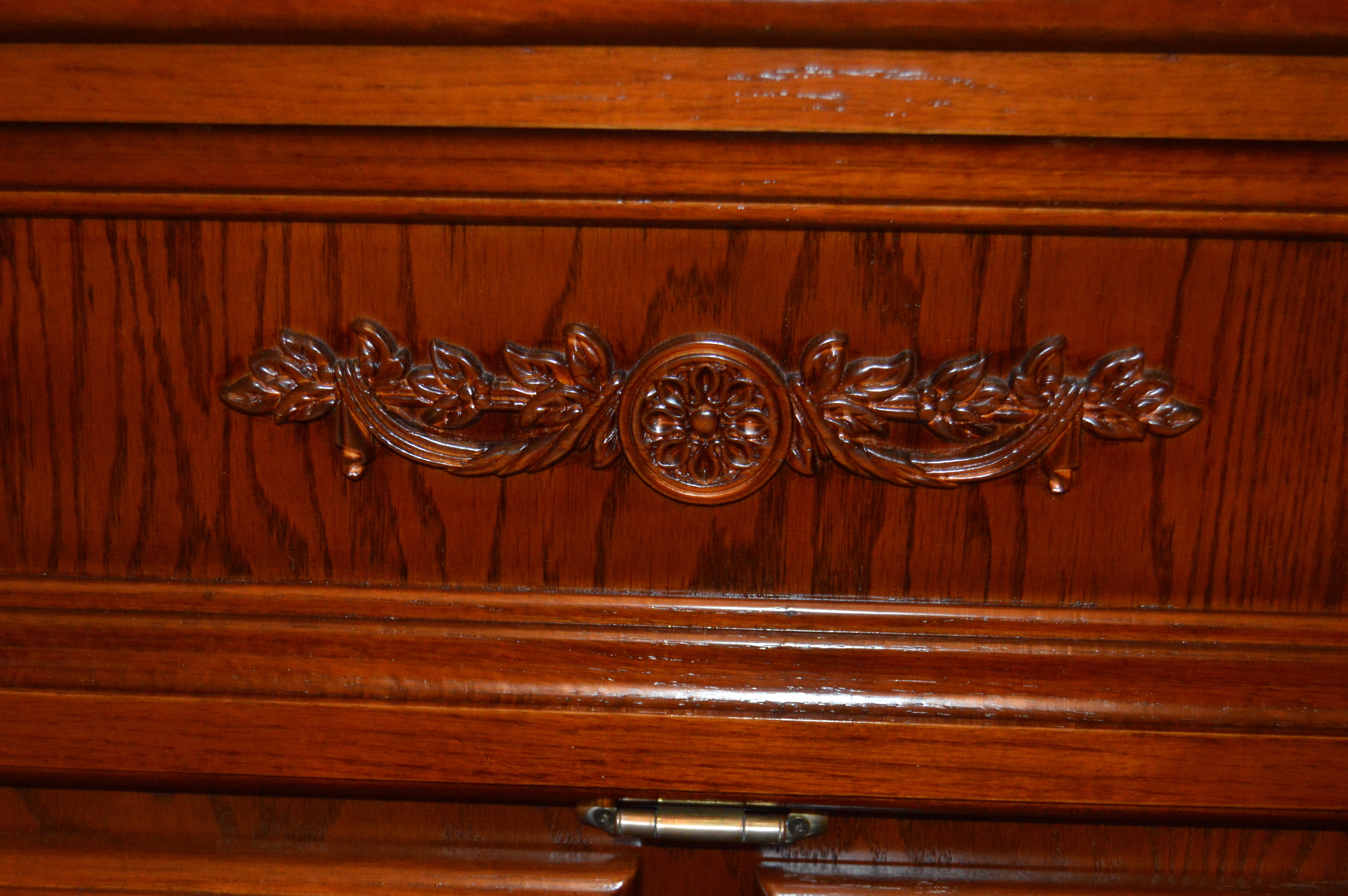 Vintage Oak Flip-Top Bar Cabinet