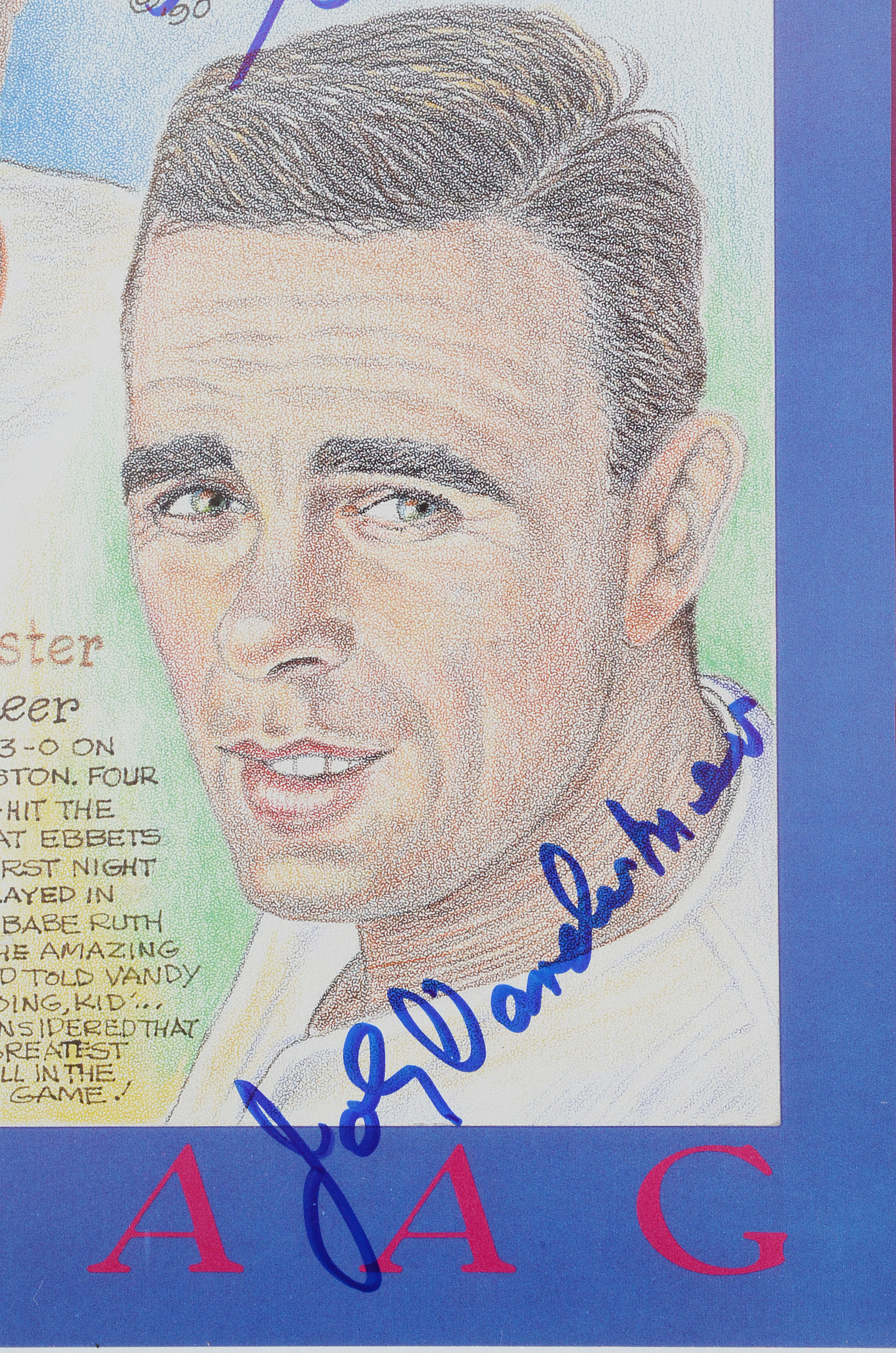 Vander Meer, Larsen, and Thomson Signed Baseball Lithograph