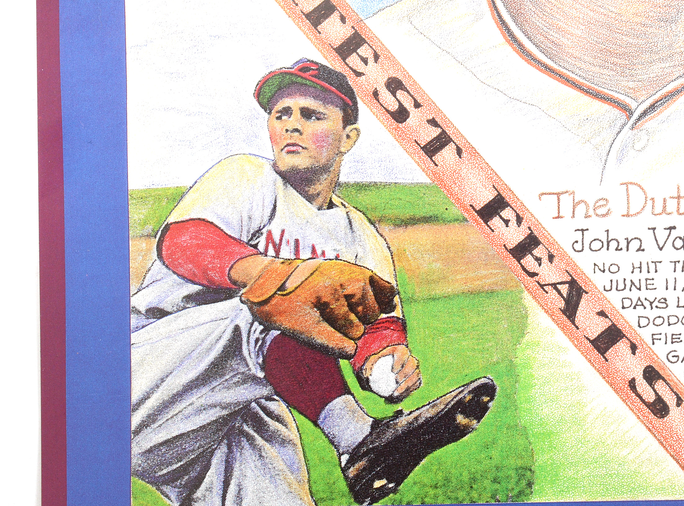 Vander Meer, Larsen, and Thomson Signed Baseball Lithograph