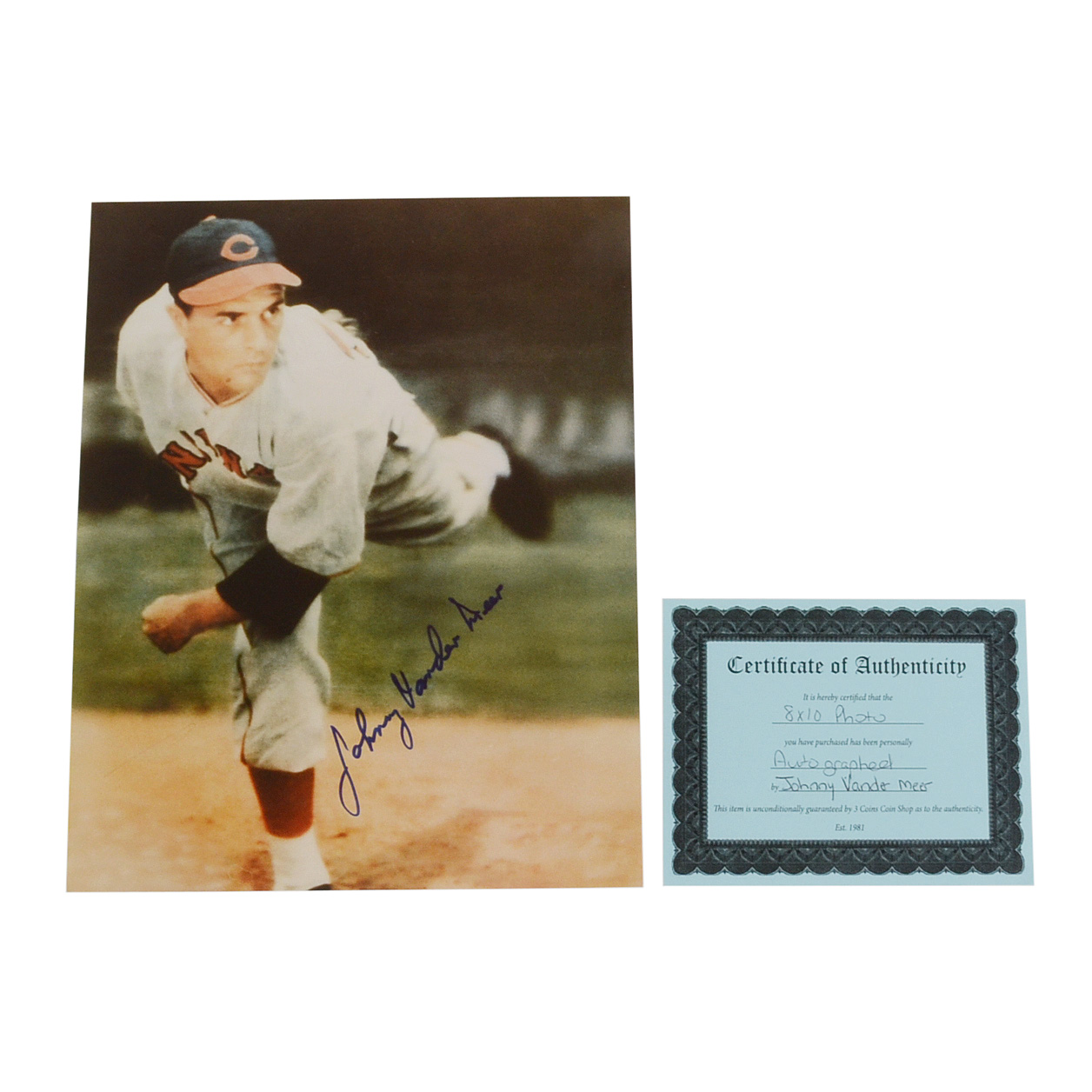 Johnny Vander Meer Cincinnati Reds Signed Photo
