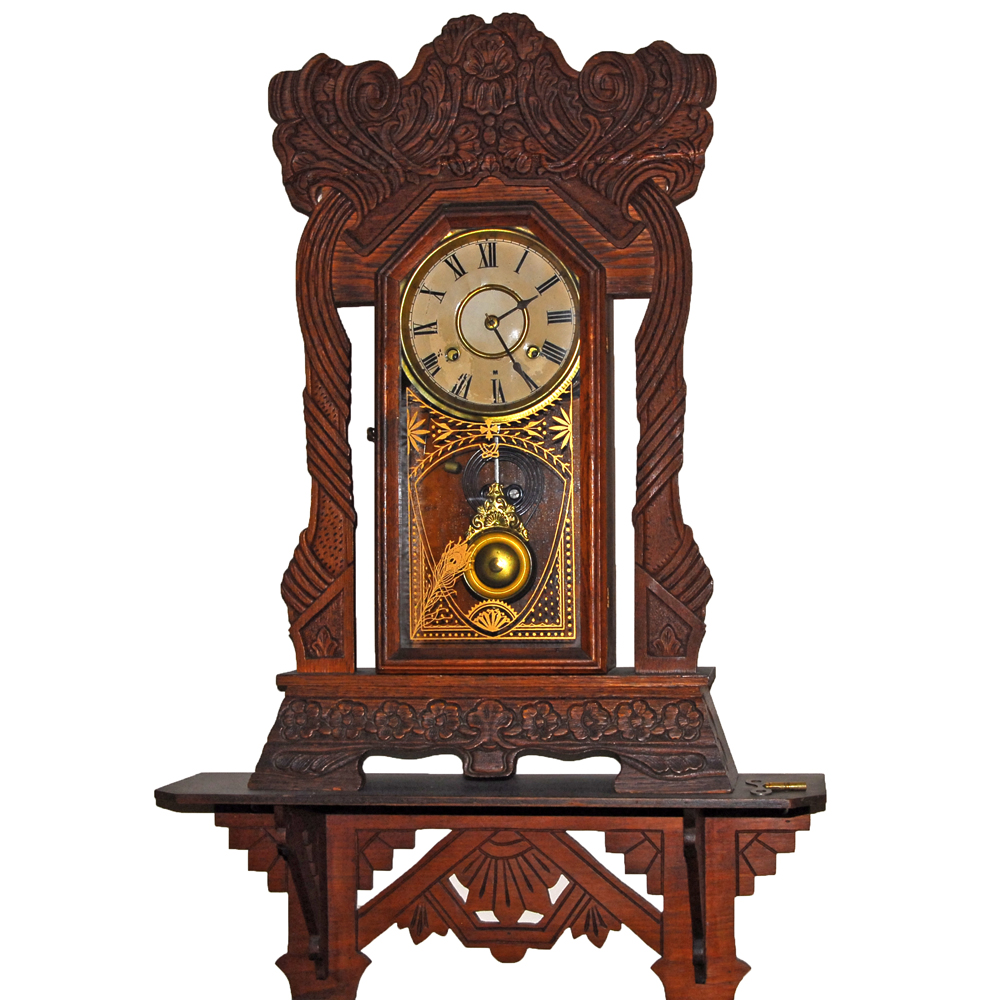 Wood Shelf Clock and Wall Shelf