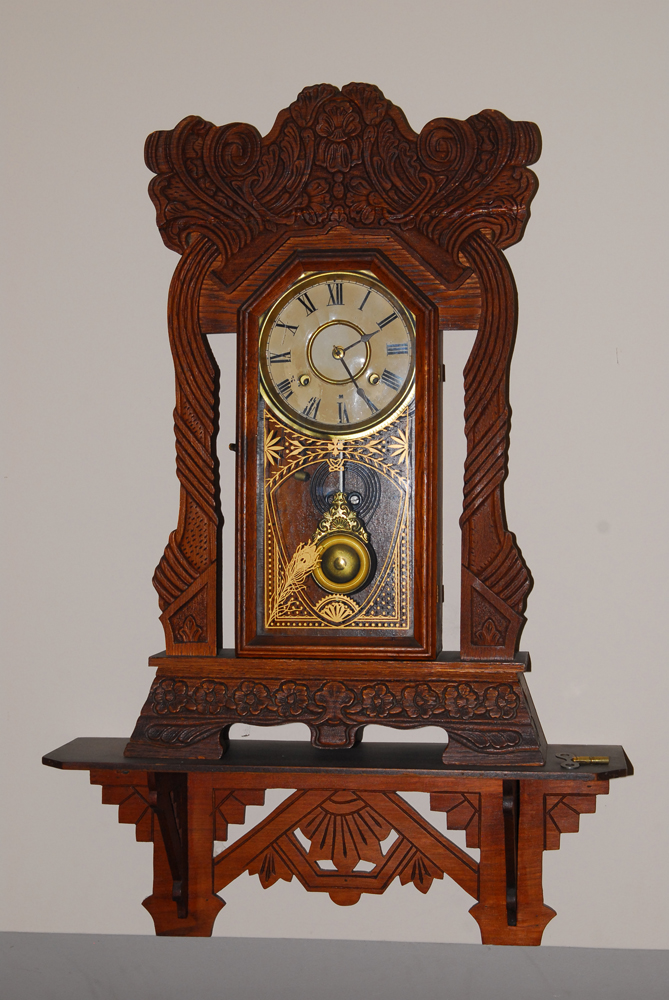 Wood Shelf Clock and Wall Shelf