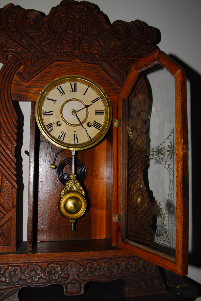 Wood Shelf Clock and Wall Shelf