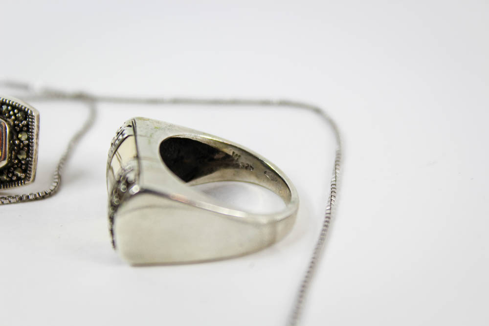 Stamped 925 Ring and Demi Parure