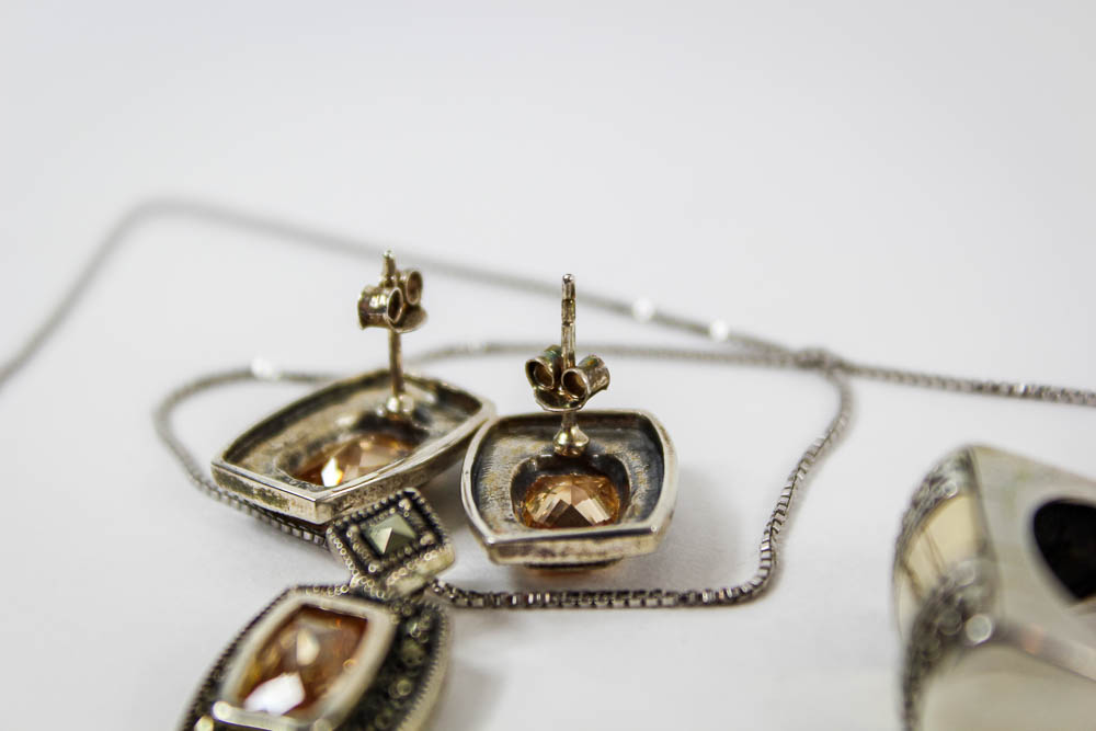 Stamped 925 Ring and Demi Parure