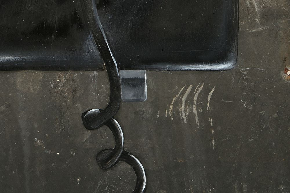 Michael Fitts Oil Painting on Found Metal Sheet "Wall Phone"