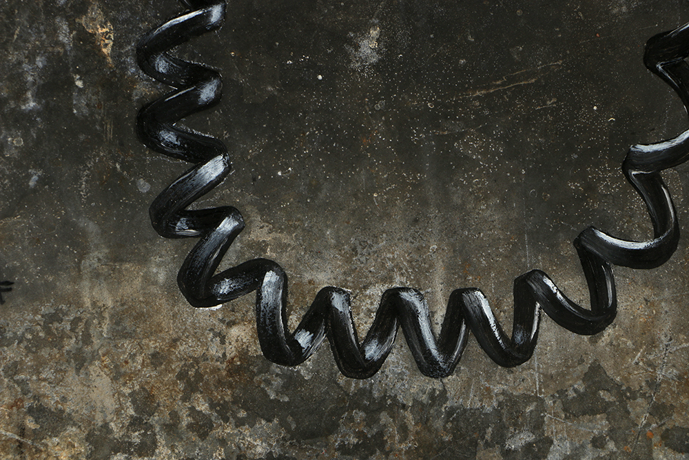 Michael Fitts Oil Painting on Found Metal Sheet "Wall Phone"