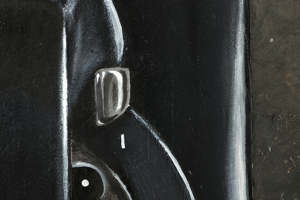 Michael Fitts Oil Painting on Found Metal Sheet "Wall Phone"