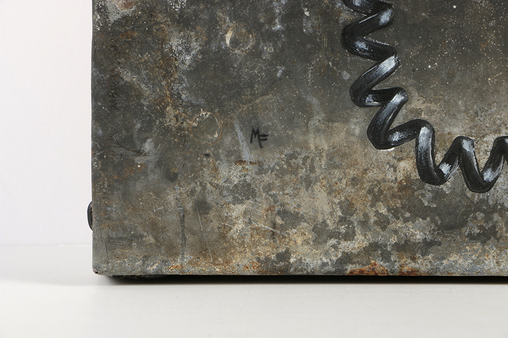 Michael Fitts Oil Painting on Found Metal Sheet "Wall Phone"