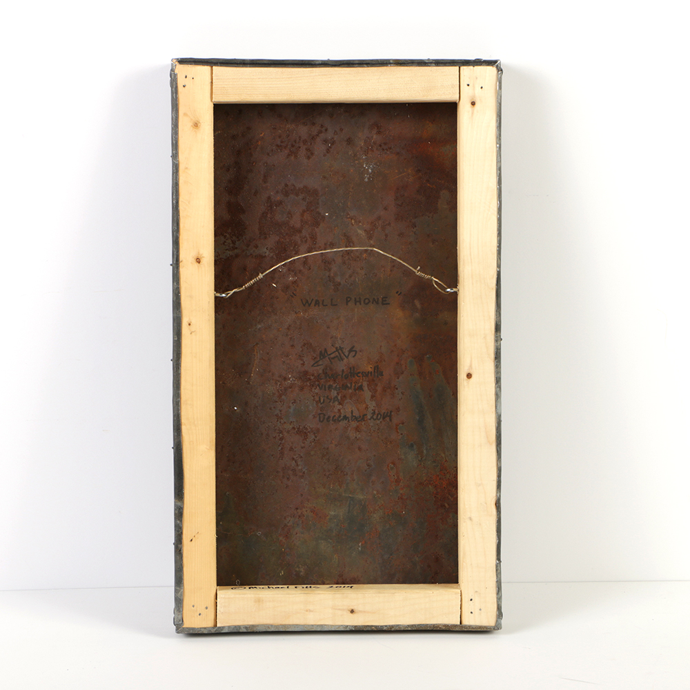Michael Fitts Oil Painting on Found Metal Sheet "Wall Phone"