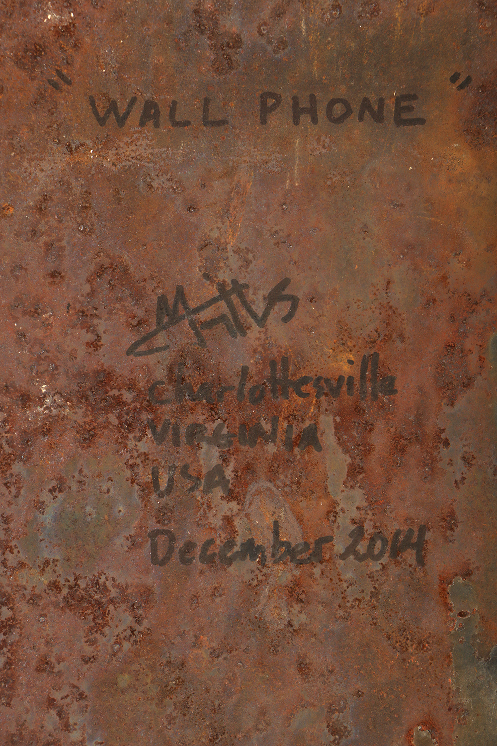 Michael Fitts Oil Painting on Found Metal Sheet "Wall Phone"