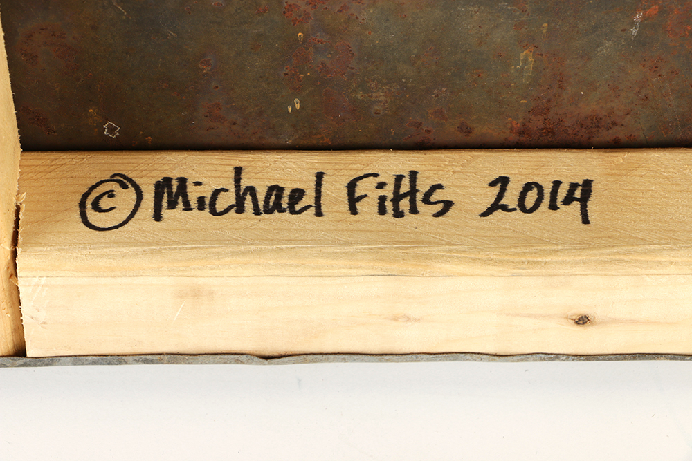 Michael Fitts Oil Painting on Found Metal Sheet "Wall Phone"