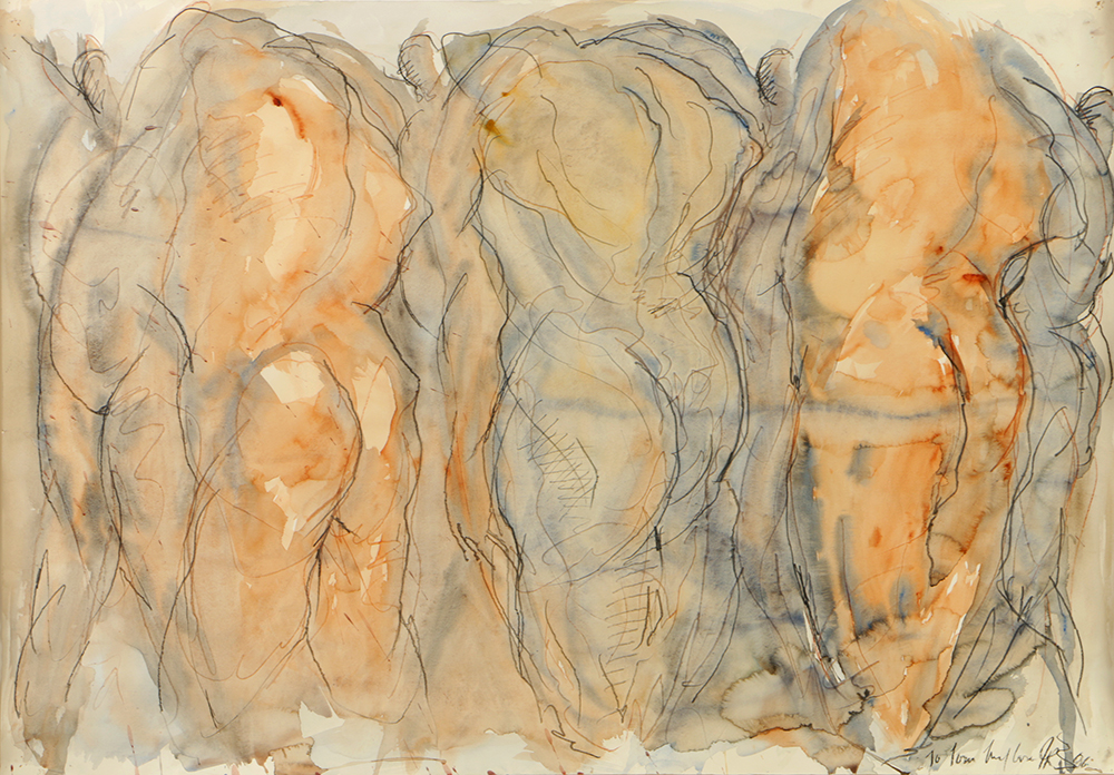 Jane Rosen Abstract Watercolor and Charcoal on Paper