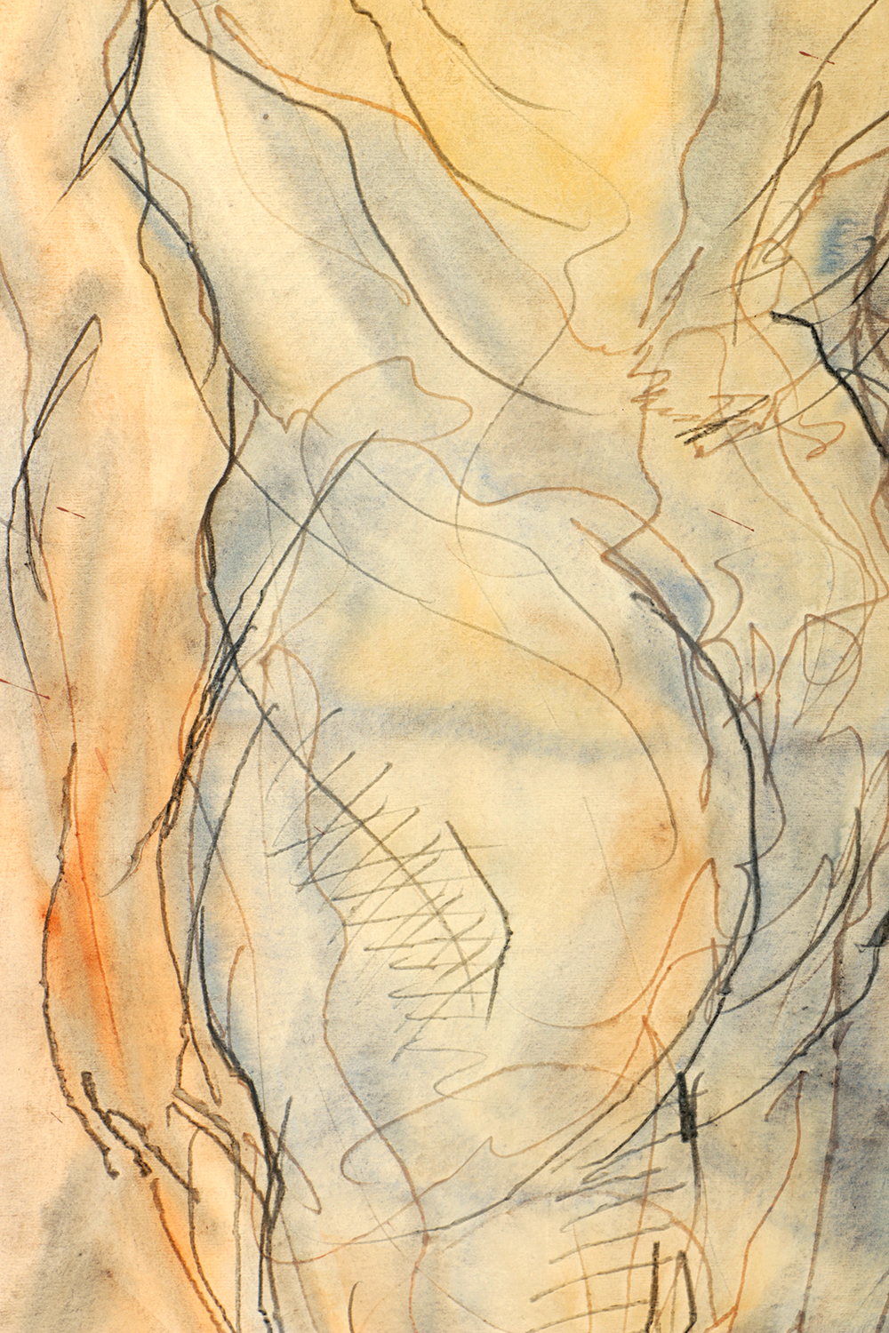 Jane Rosen Abstract Watercolor and Charcoal on Paper