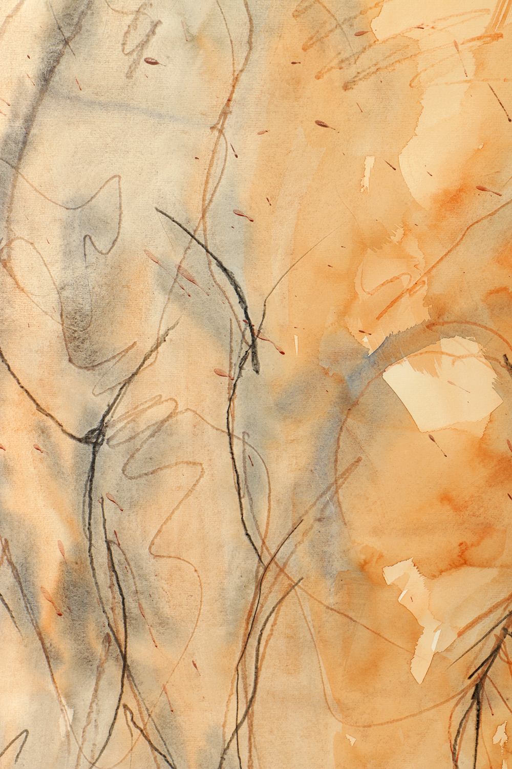 Jane Rosen Abstract Watercolor and Charcoal on Paper