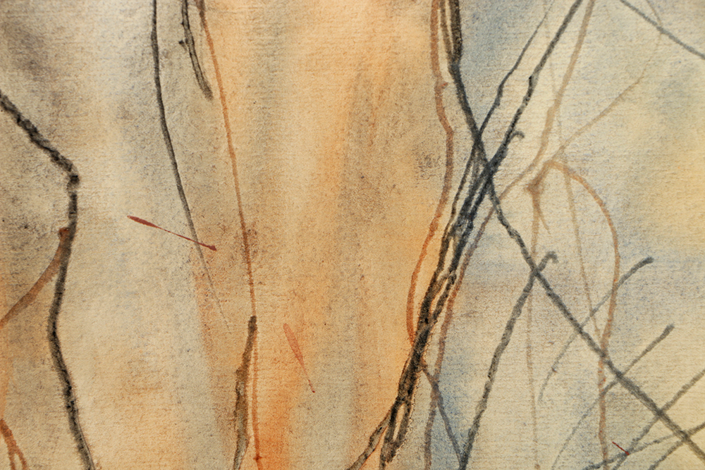 Jane Rosen Abstract Watercolor and Charcoal on Paper