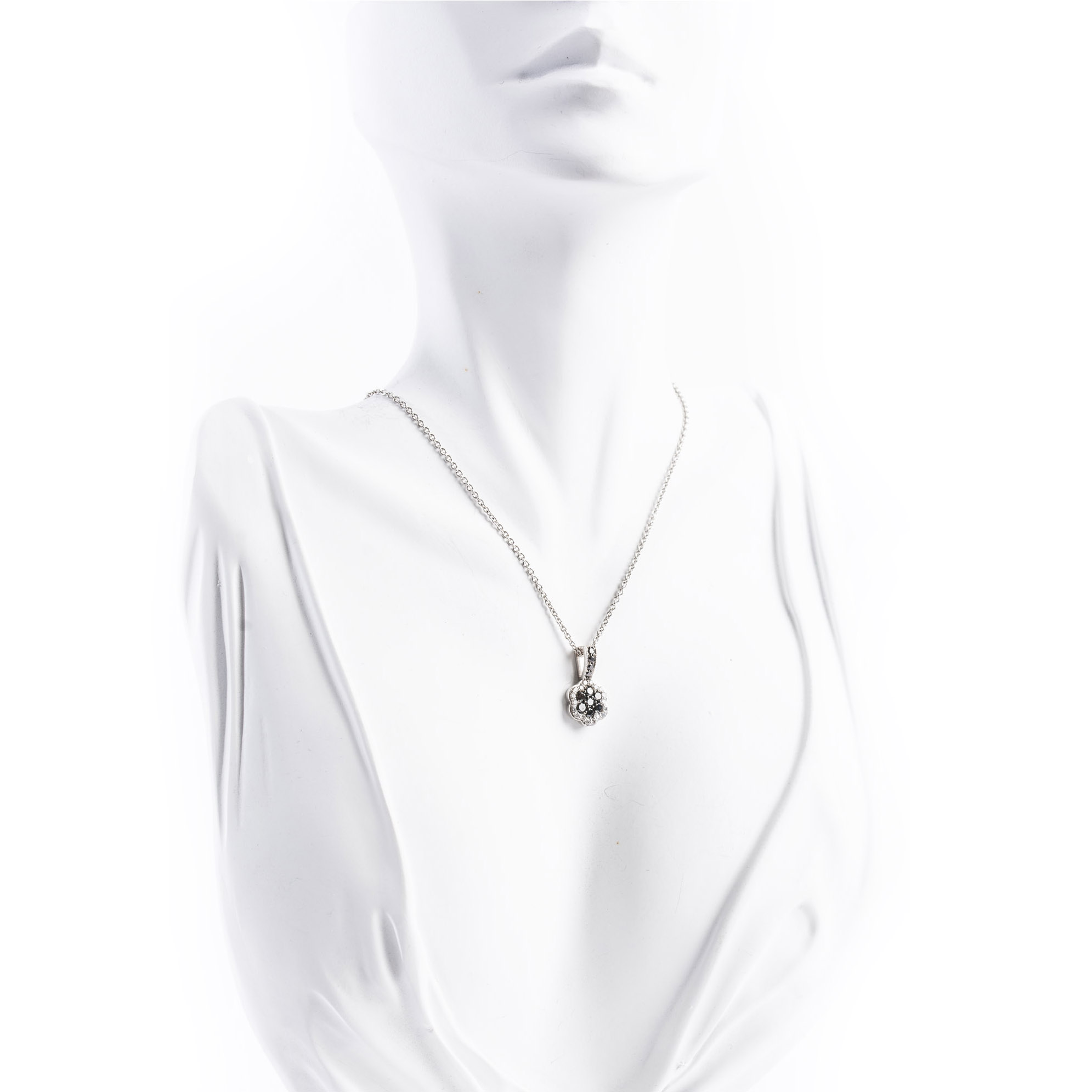 White and Black Diamond Flower Necklace