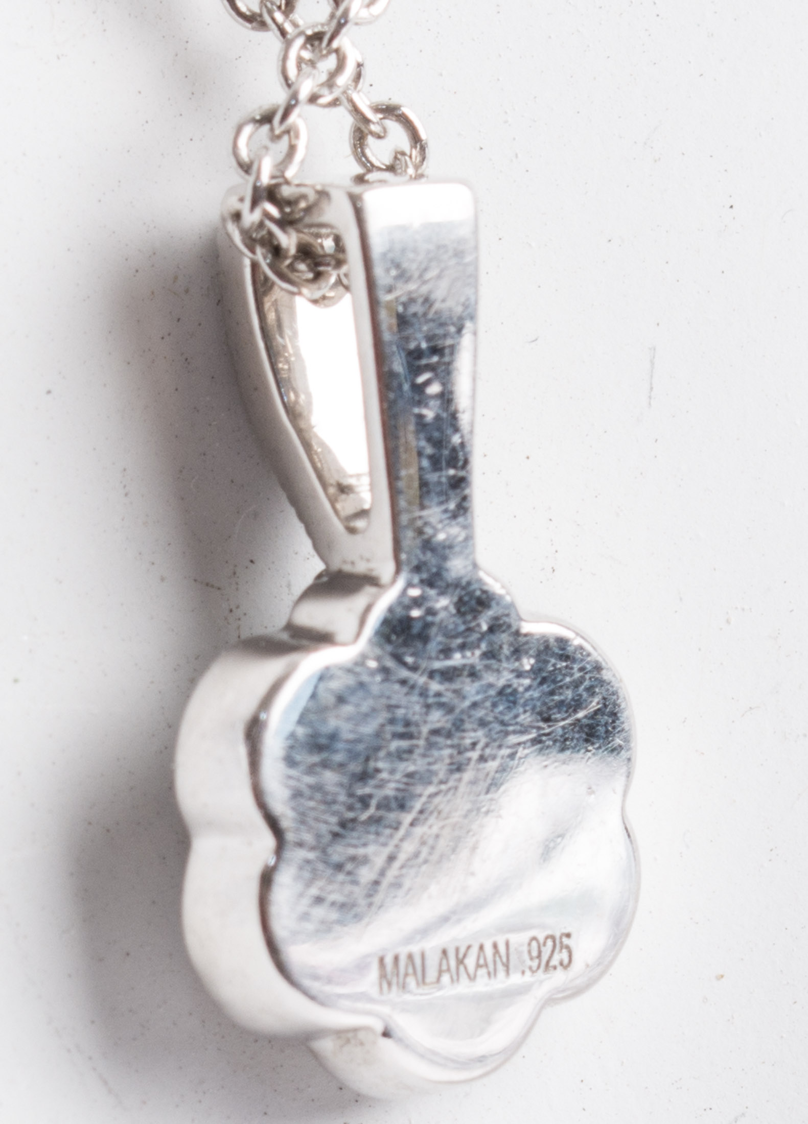 White and Black Diamond Flower Necklace