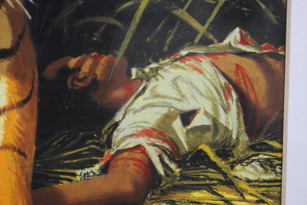 Stan Galli Gouache Painting on Board Illustration for "On the Track of the Man Eater"