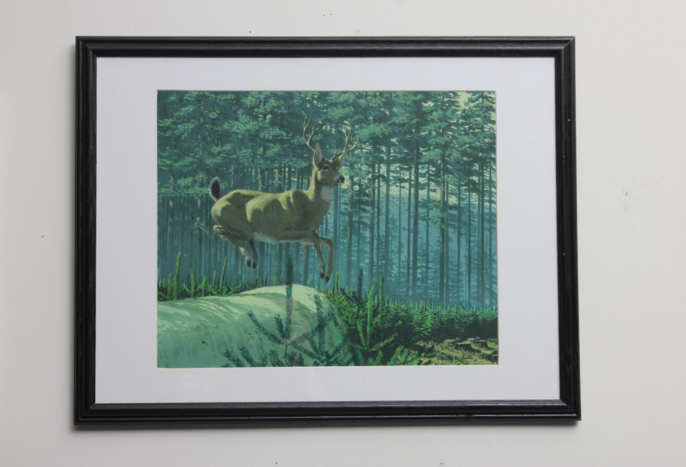 Stan Galli Gouache Painting on Board For Weyerhaeuser Advertising