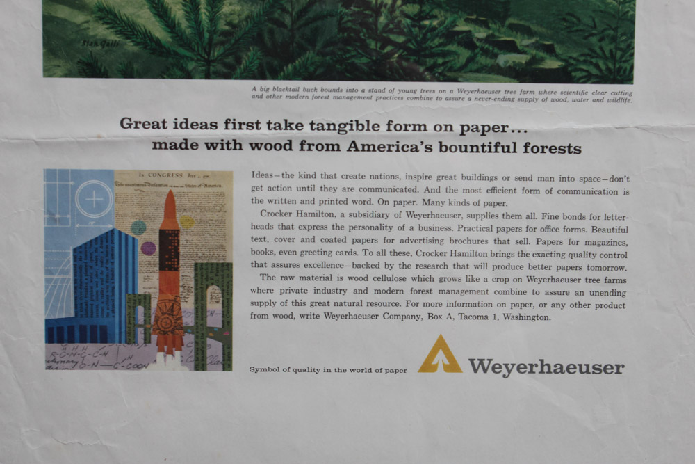 Stan Galli Gouache Painting on Board For Weyerhaeuser Advertising