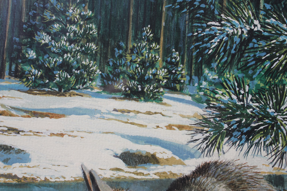 1959 Stan Galli Painting "Fox and Otters" for Weyerhaeuser Advertising