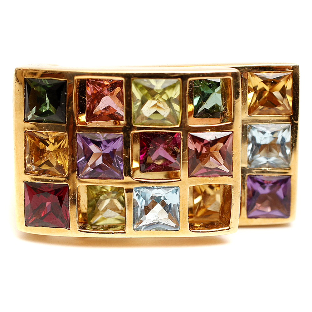 18K Gold Multi Gemstone Ring