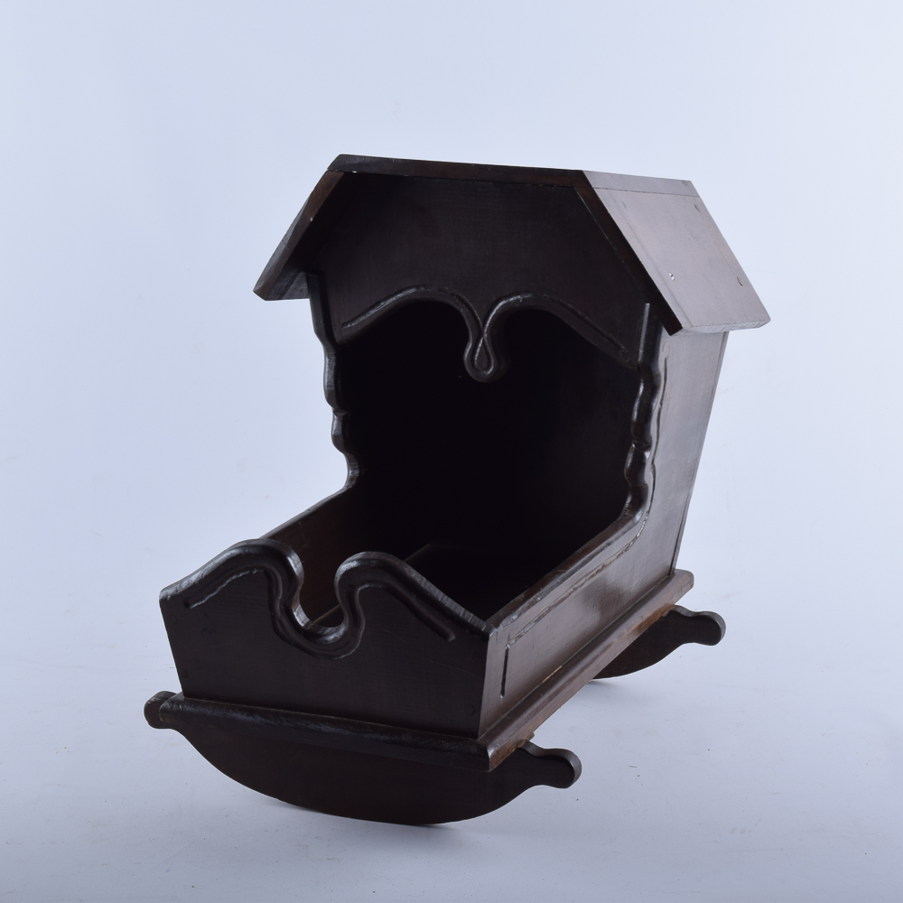 Vintage Walnut Rocking Doll Cradle