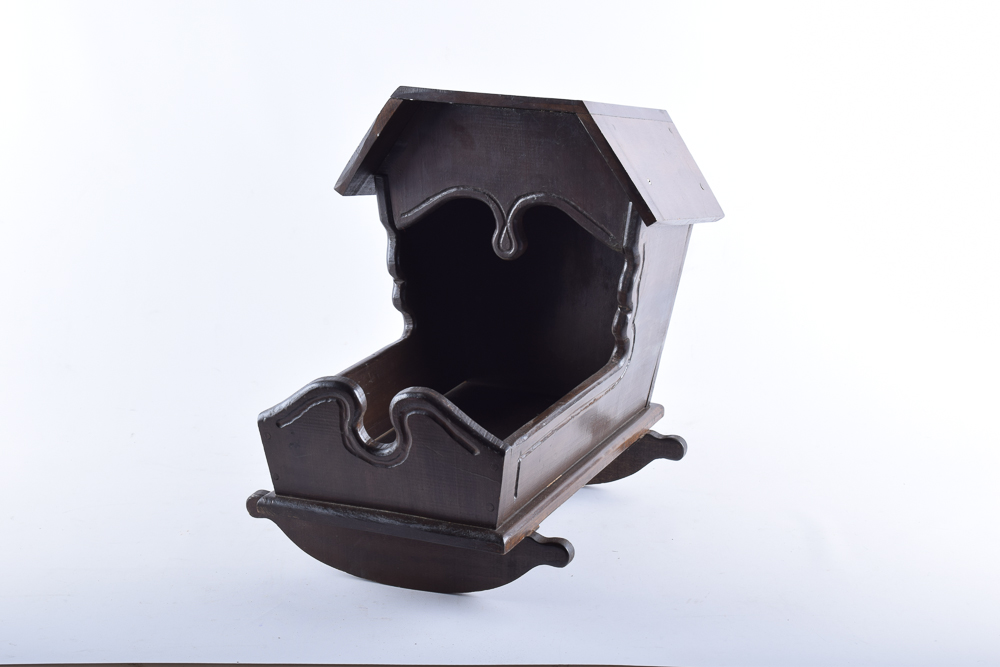 Vintage Walnut Rocking Doll Cradle