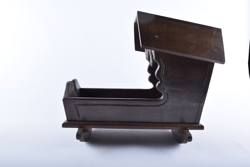 Vintage Walnut Rocking Doll Cradle