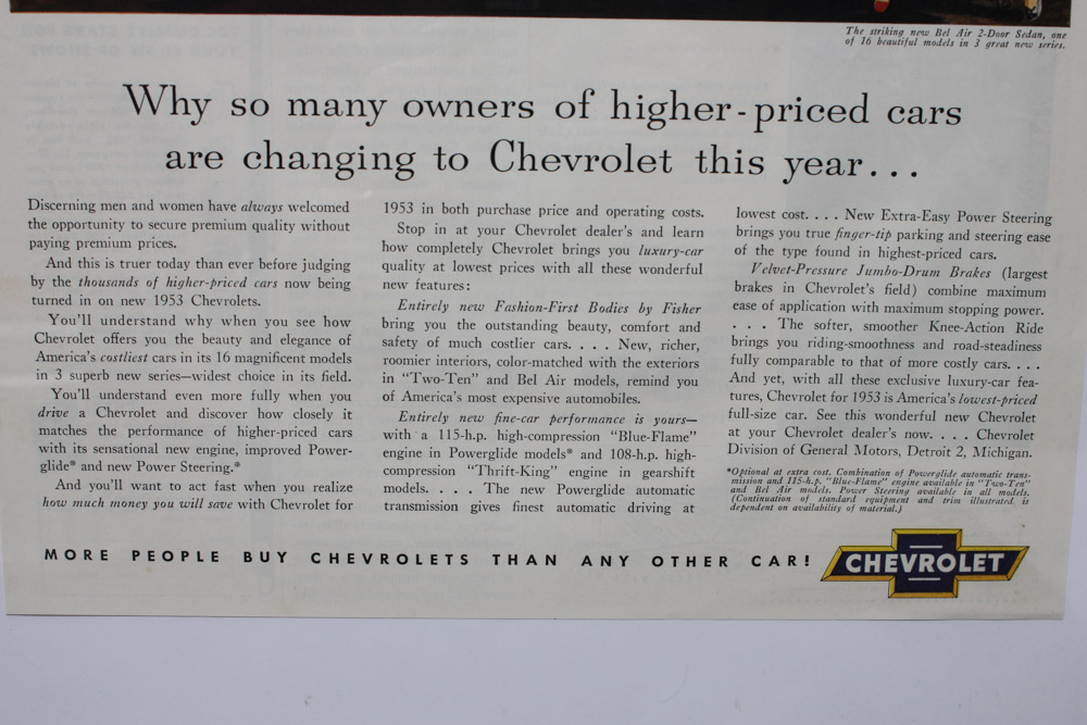 1953 Chevrolet Advertisement, Art by Stan Galli