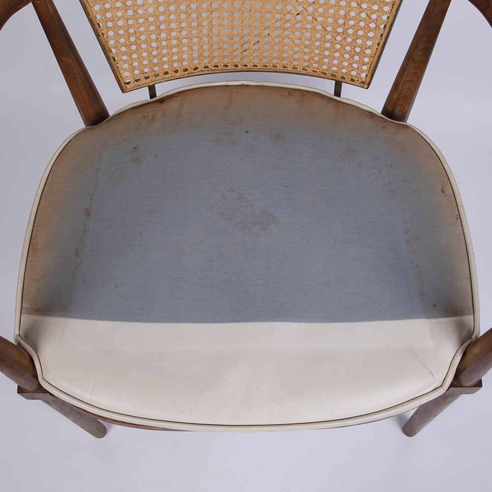 Mid Century Modern Caned Armchairs in the Style of Bert England