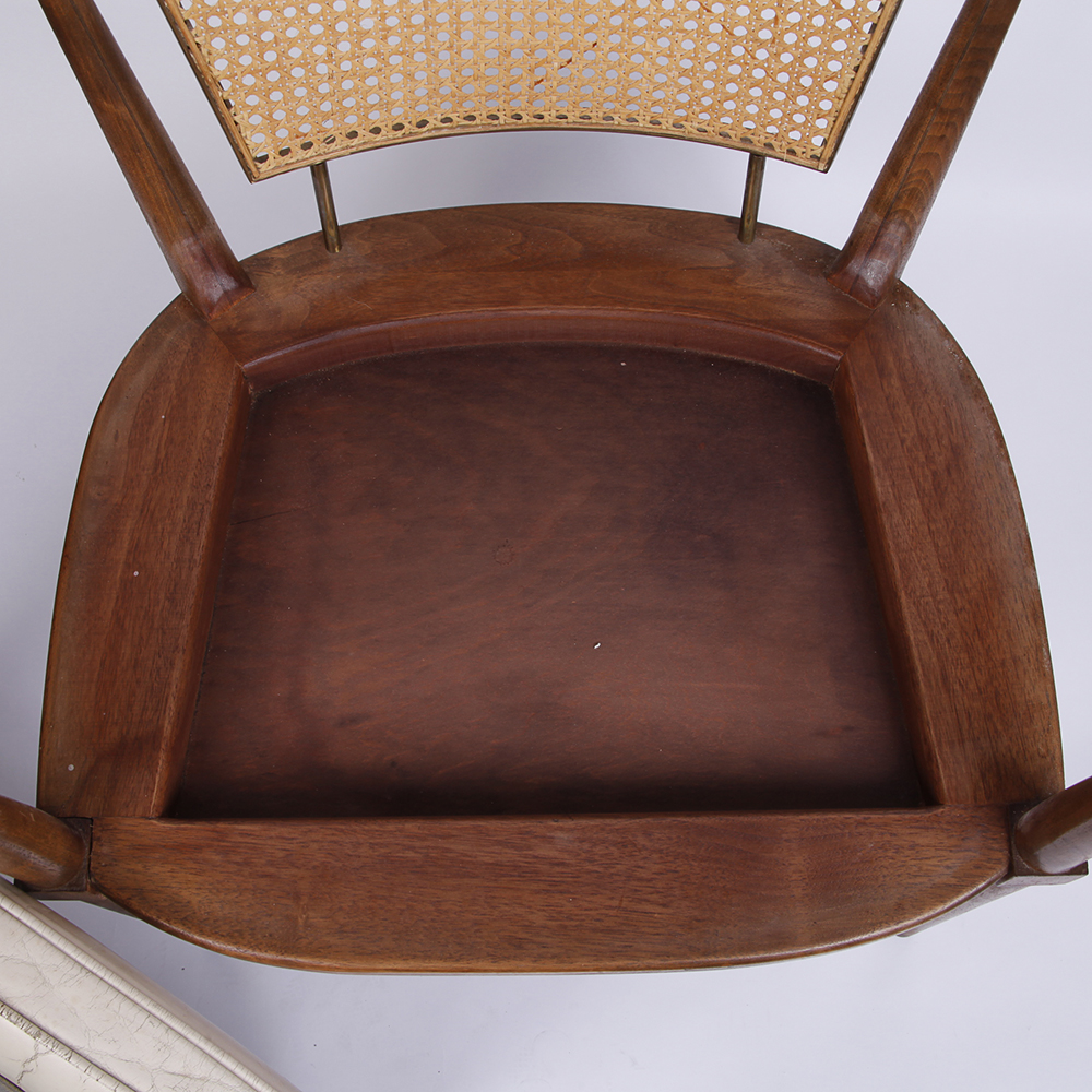 Mid Century Modern Caned Armchairs in the Style of Bert England