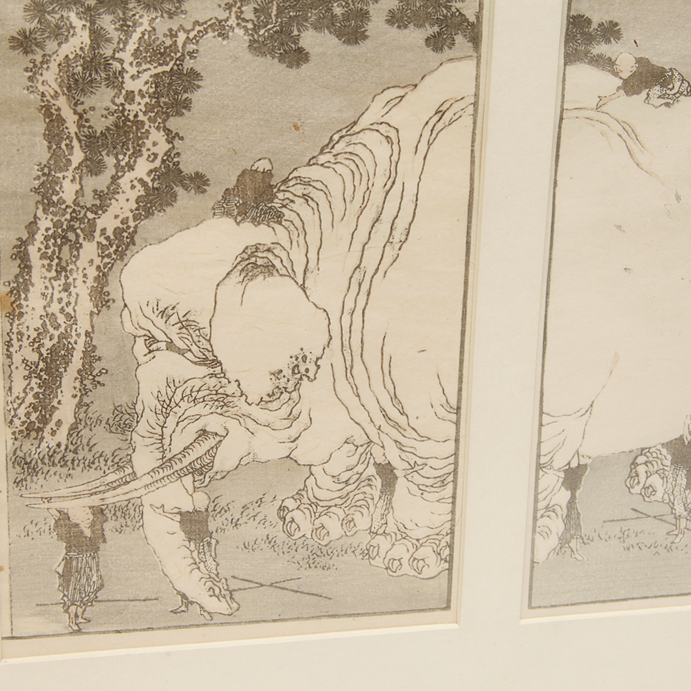Katsushika Hokusai Original Woodblock "The Blind Men and Elephant"