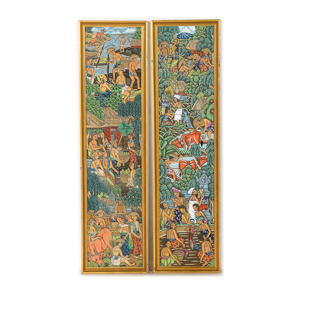 Pair of Framed Balinese Paintings
