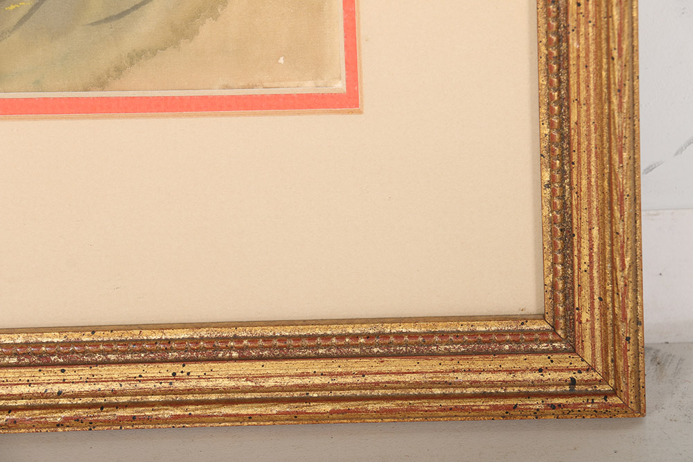 Framed Japanese Ink and Watercolor on Silk