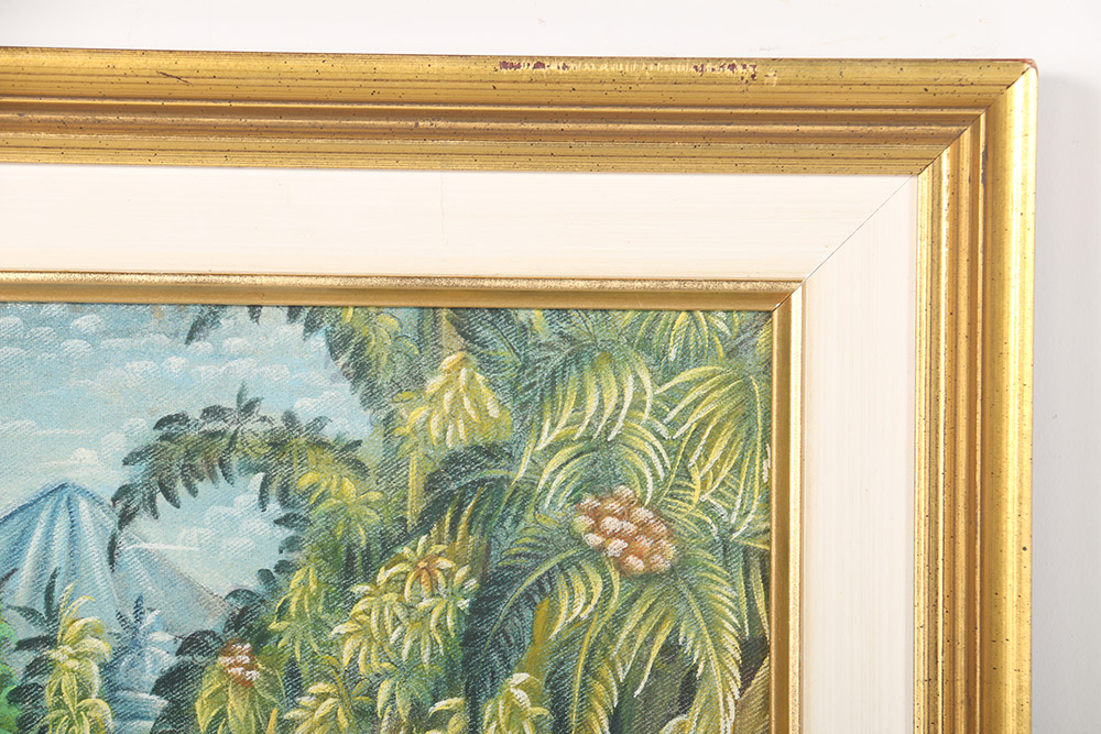 Framed Original Balinese Folk Art Painting on Linen