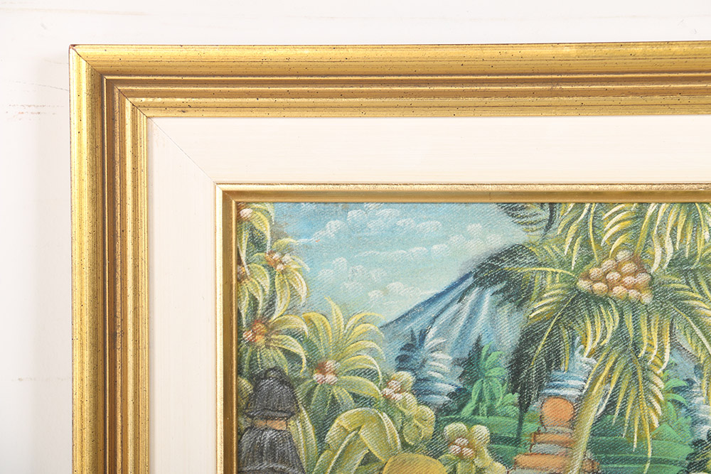 Framed Original Balinese Folk Art Painting on Linen