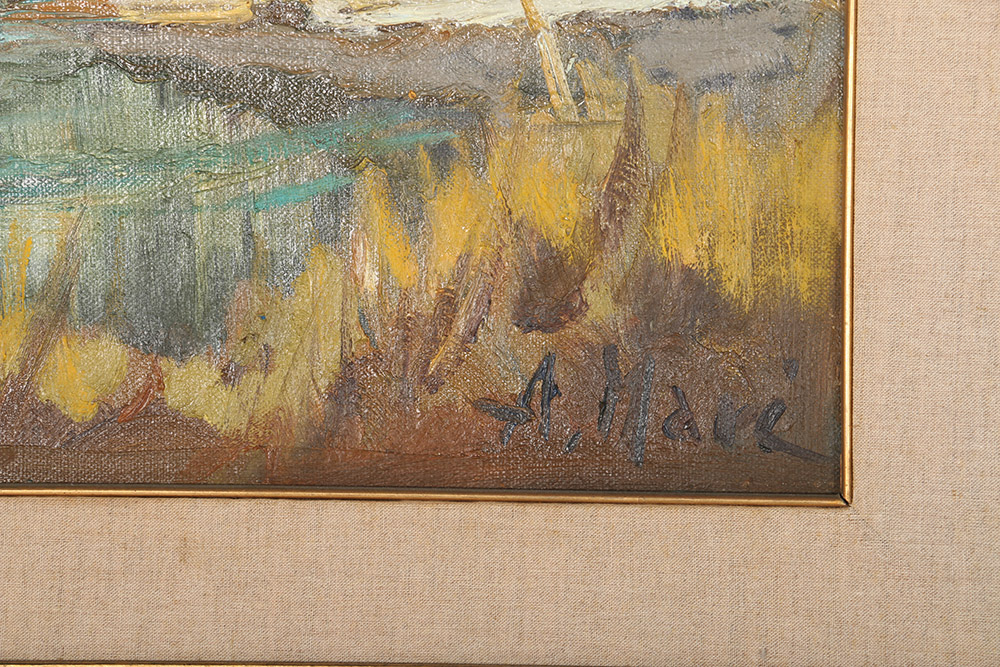 Aldo Mari Oil on Canvas "Pella Sul Lago d'Orta"