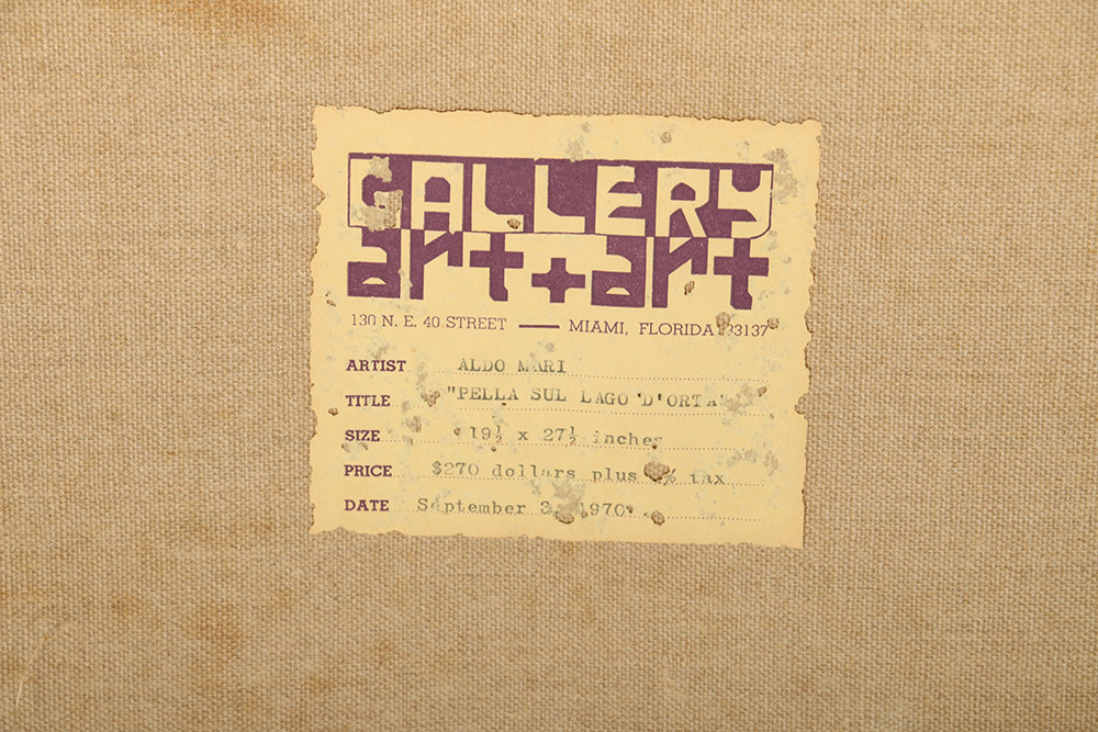 Aldo Mari Oil on Canvas "Pella Sul Lago d'Orta"