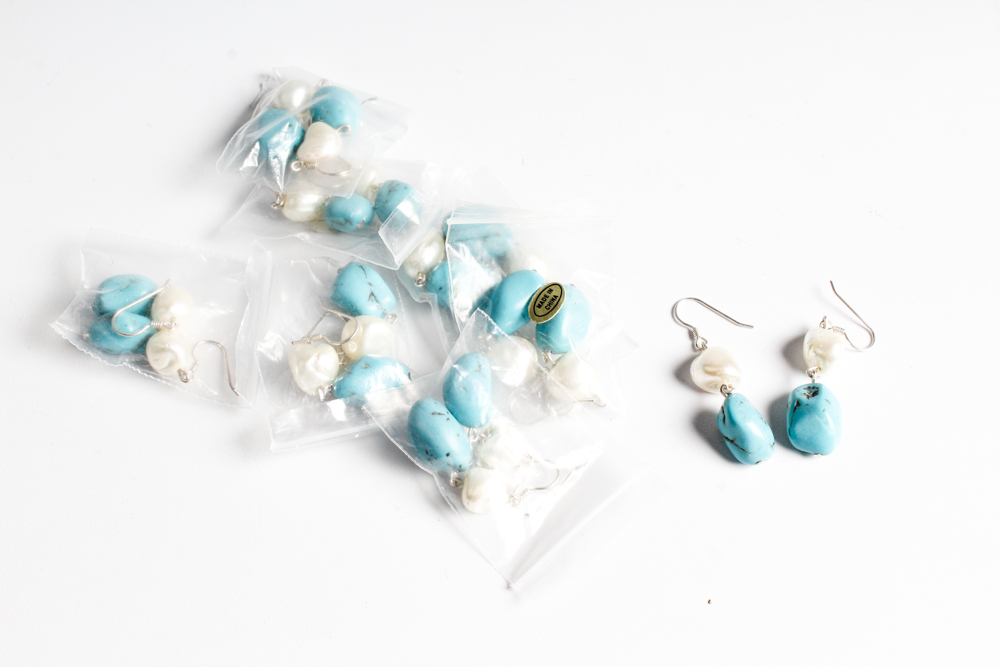 Sterling Silver Imitation Turquoise and Natural Stone Jewelry Assortment