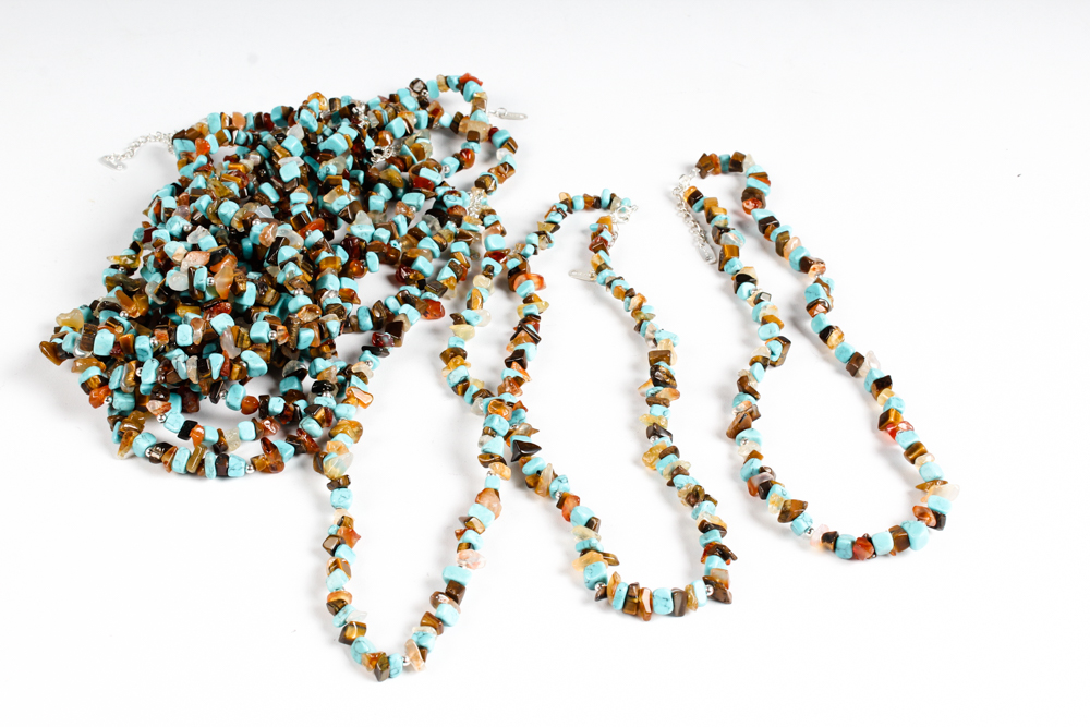 Sterling Silver Imitation Turquoise and Natural Stone Jewelry Assortment